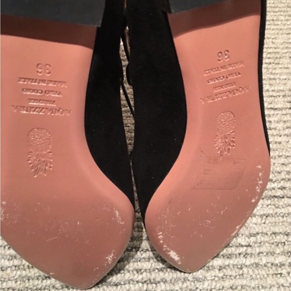 Aquazzura Belgravia black suede lace up flats 36 - Picture 4 of 5